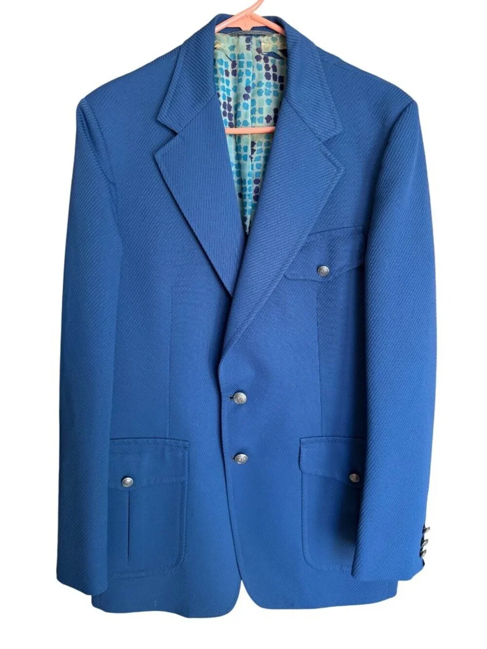 Desmond's Southern California 1970s Mens Sport Coat Blazer Size 42 Long Blue